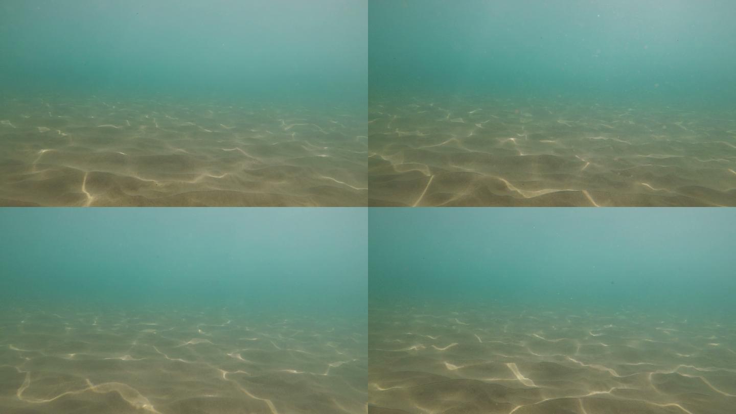 蓝色海水在沙质海底的阳光折射
