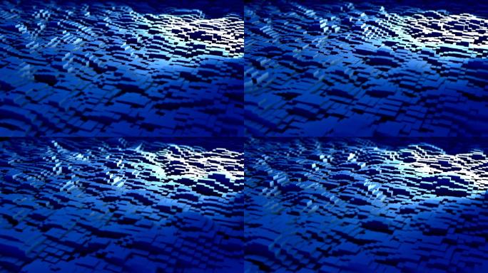 波浪背景蓝色立方体动画
