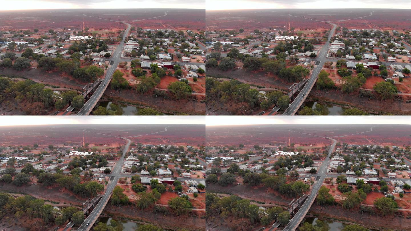 澳大利亚沙漠小镇鸟瞰图