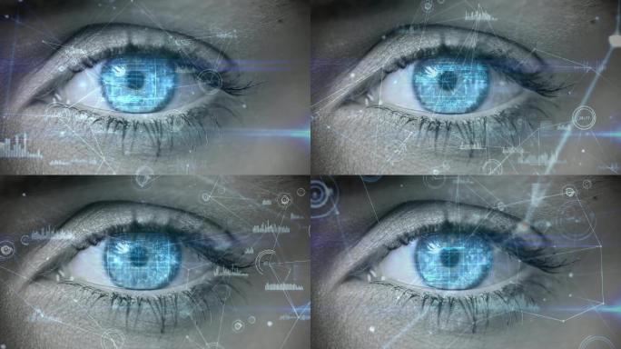 眼睛注视区块链技术的数字合成视频