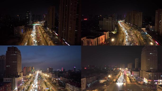 4K-道路夜景航拍