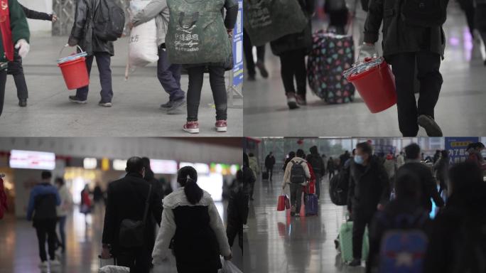 春运脚步背影 汽车站火车站