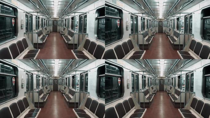 在空荡荡的地铁里无人地铁
