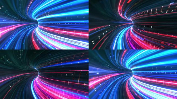 抽象霓虹灯虚拟现实隧道