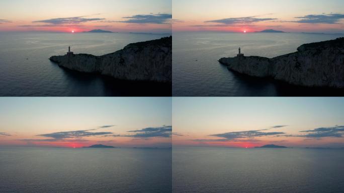 海边的灯塔天涯海角大海夕阳落日黄昏