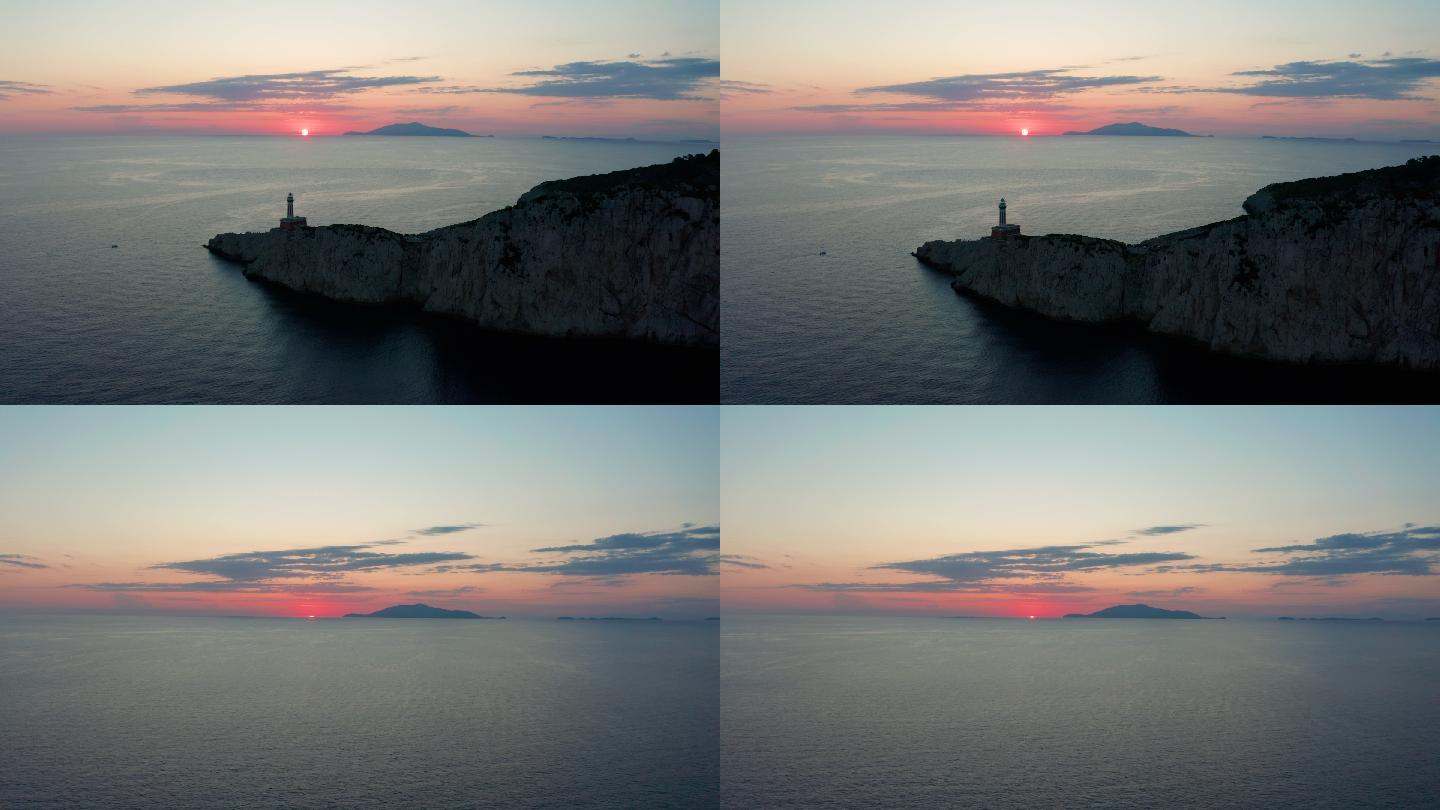 海边的灯塔天涯海角大海夕阳落日黄昏