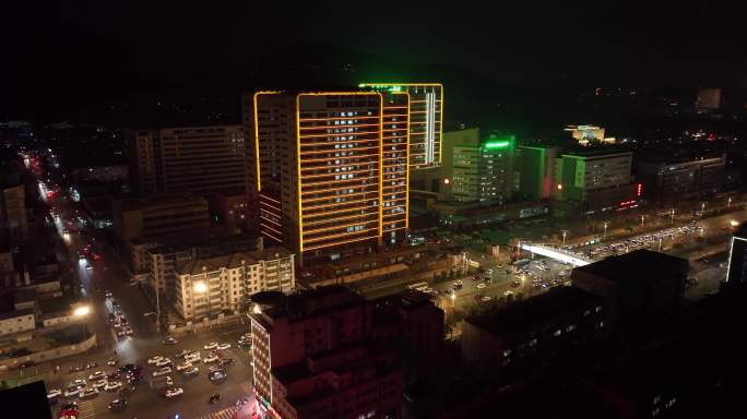 4K-山东省千佛山医院夜景航拍