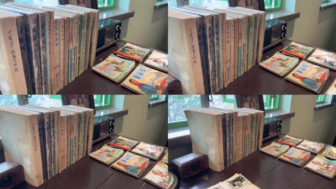 旧书房旧书桌旧书本等老物件