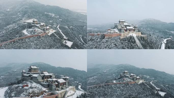 航拍高山雪景