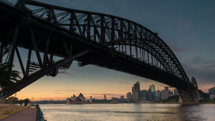 悉尼海港大桥日出延时