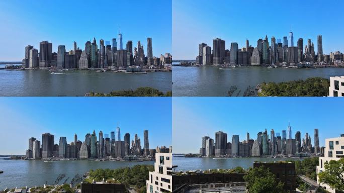 纽约市曼哈顿中城天际线全景的美妙鸟瞰图