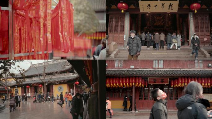 上海龙华寺寺庙建筑全貌4K