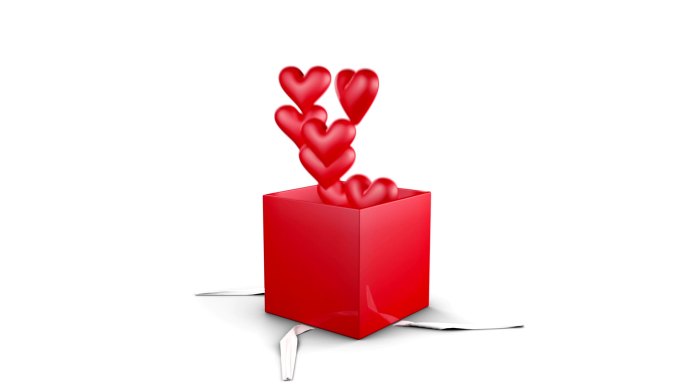 礼品盒打开爱心合成素材元素透明通道