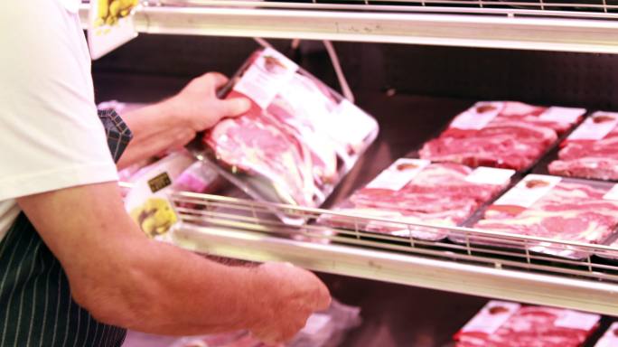 食品整理摆放超市商业肉类