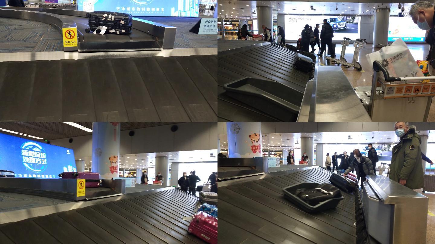 机场航班旅行行李传送带旅行箱旅客行李传送