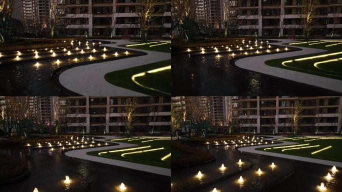 灯光喷泉-高档小区景观绿化