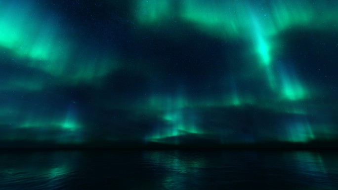 冰岛夜里的极光天象气象自然风景风光美景