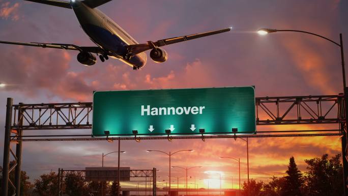 飞越机场标志牌航拍国外Hannover