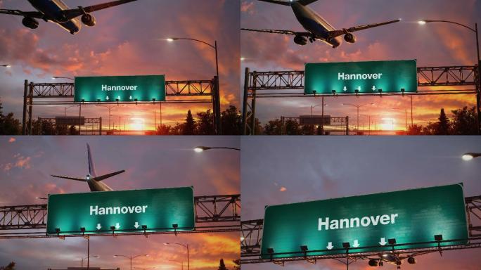飞越机场标志牌航拍国外Hannover