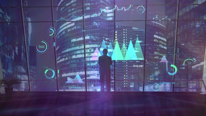 一位商人正在查看信息图表式