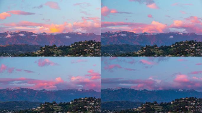 洛杉矶山谷美丽的夕阳延时摄影