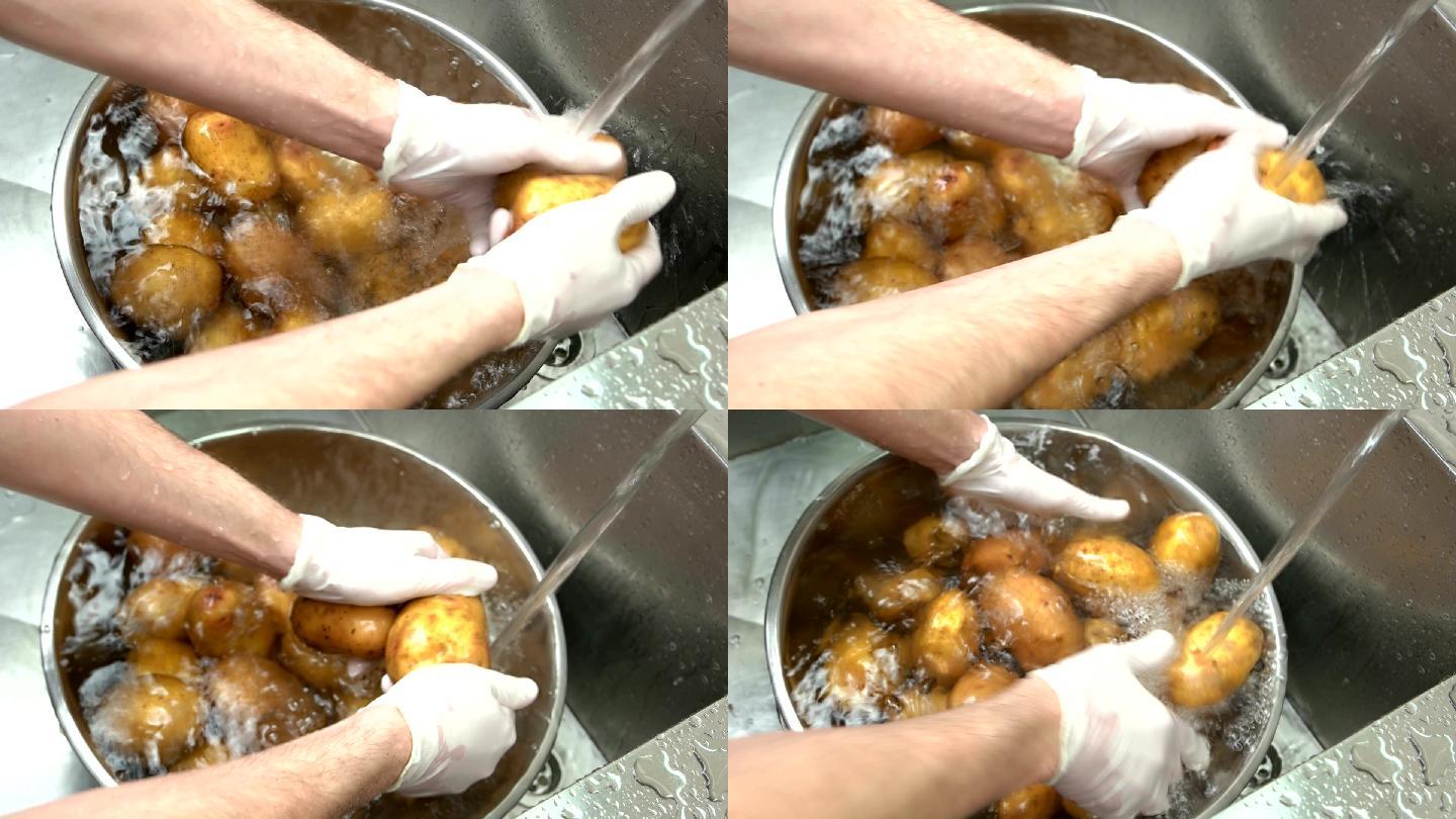 洗手新鲜土豆