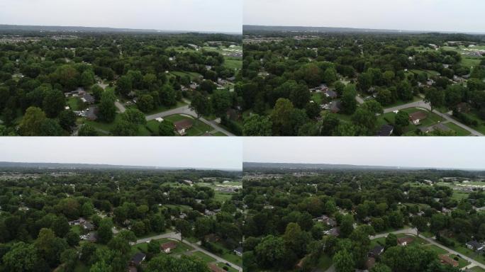 路易斯维尔肯塔基州郊区住宅无人机鸟瞰图