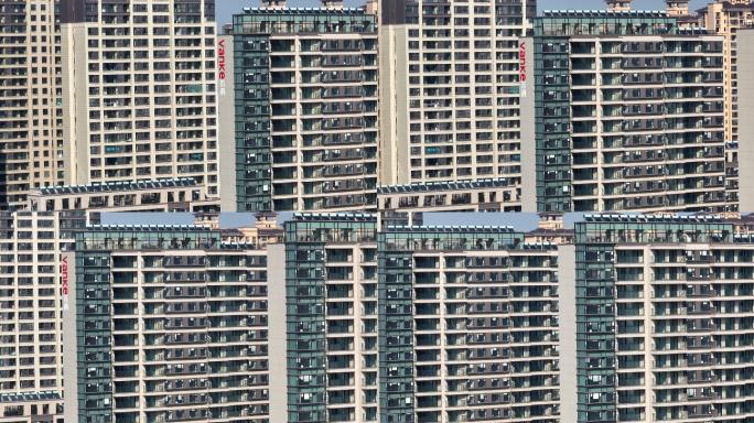 密集的城市住宅楼群-长焦段航拍