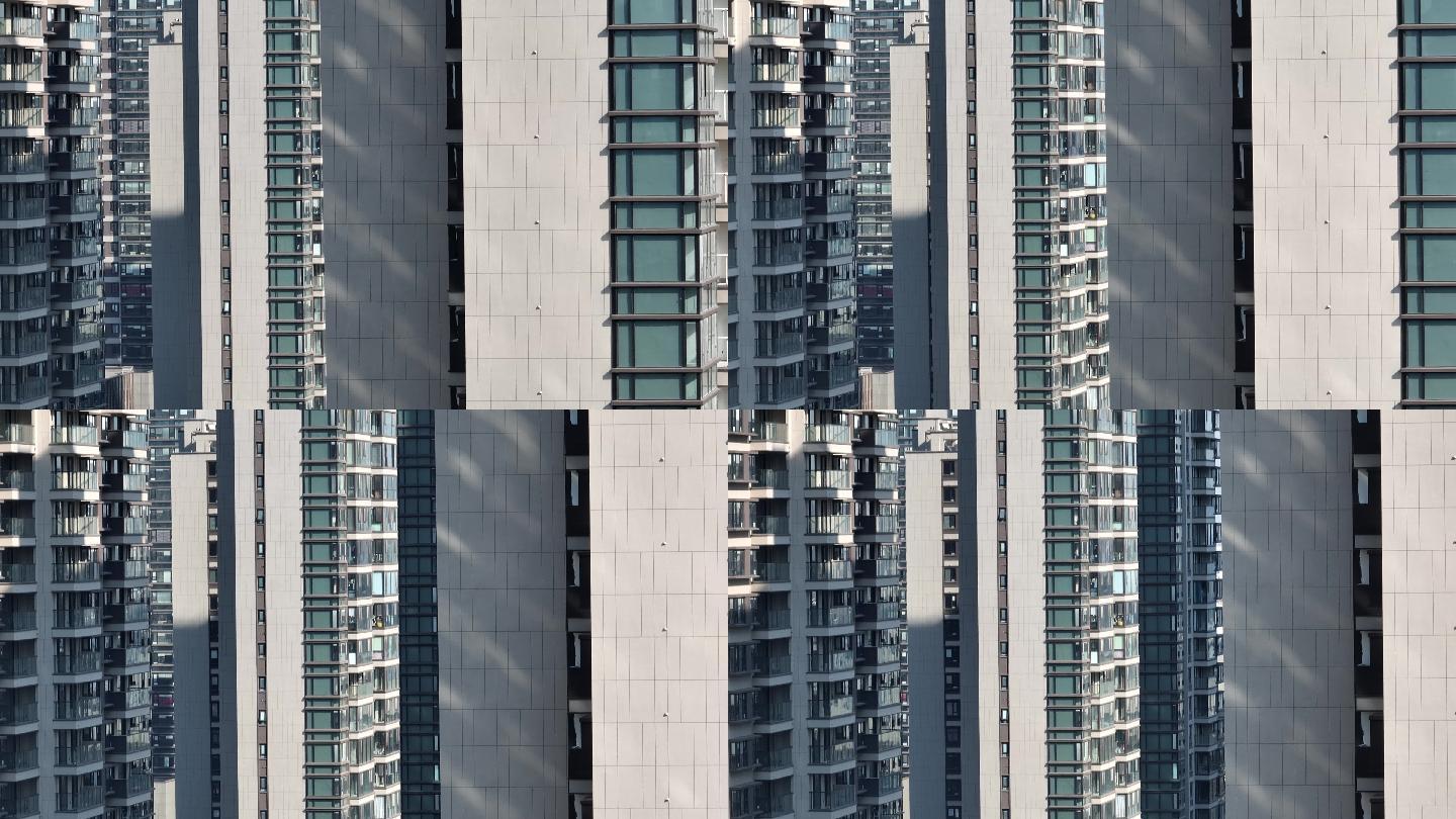 密集的城市住宅楼群-长焦段航拍