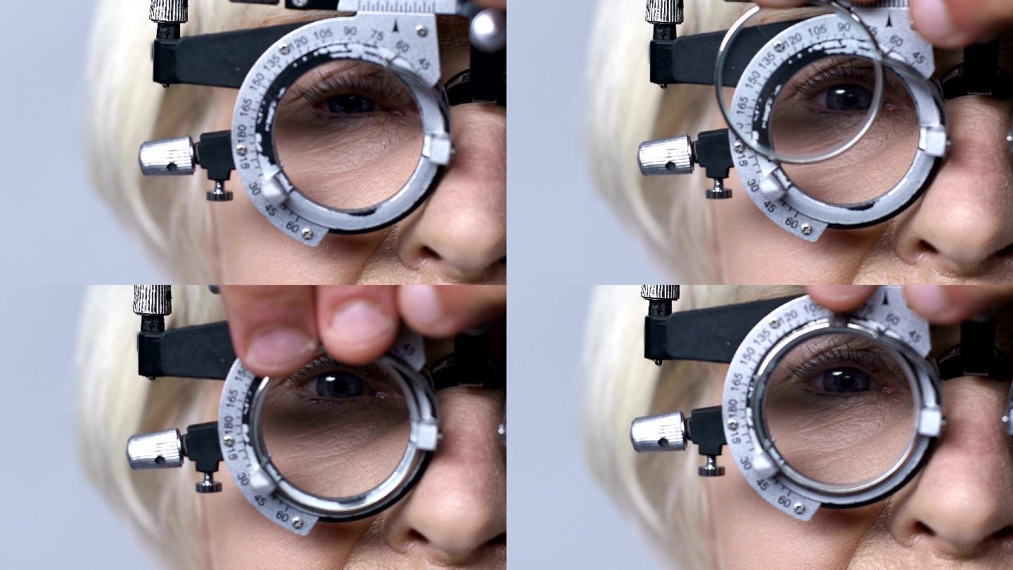 眼科医生用荧光增强器更换镜片