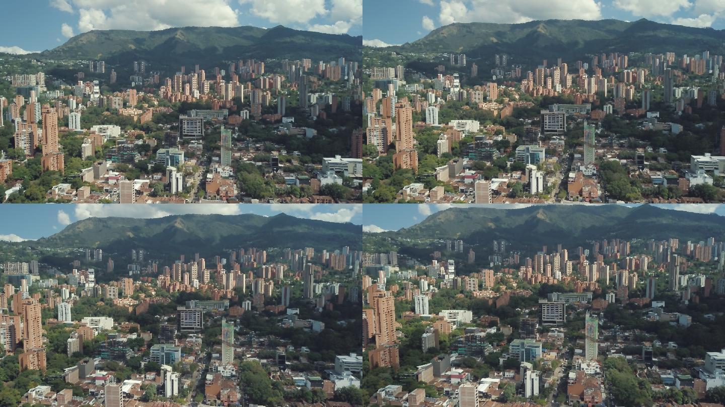 哥伦比亚的麦德林城市建筑快速发展航拍延时