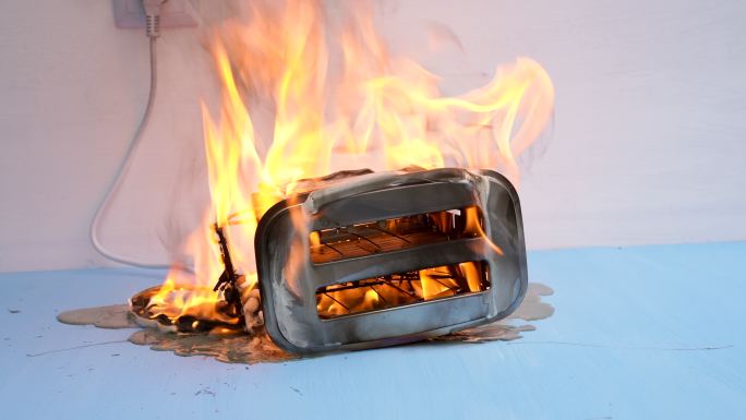 烤面包机着火了爆炸