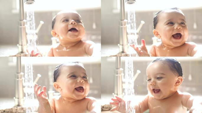 婴儿在水槽里洗澡视频素材
