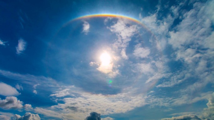 时间推移太阳光晕日晕太阳天空