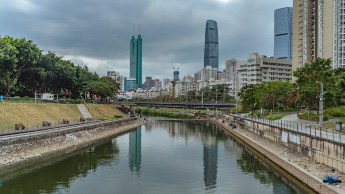 深圳罗湖双天际线布吉河延时