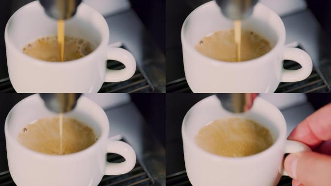 咖啡机内浓缩咖啡制作
