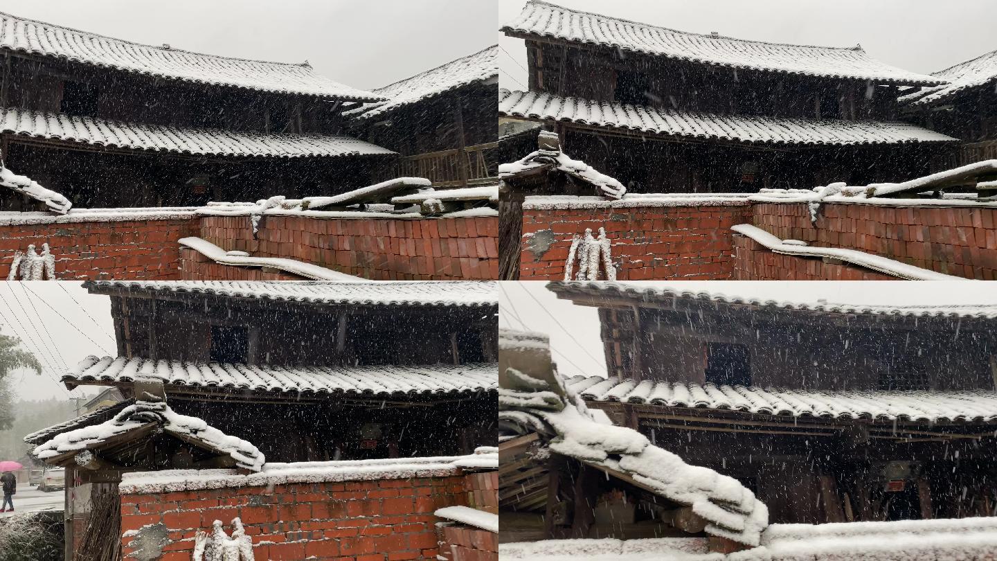 乡村春节气息：小村庄虎年春节迎瑞雪2