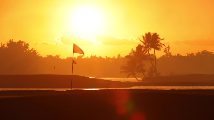 热带岛屿的高尔夫球场