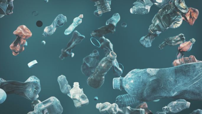 废塑料瓶落下海洋垃圾环境破坏生活垃圾