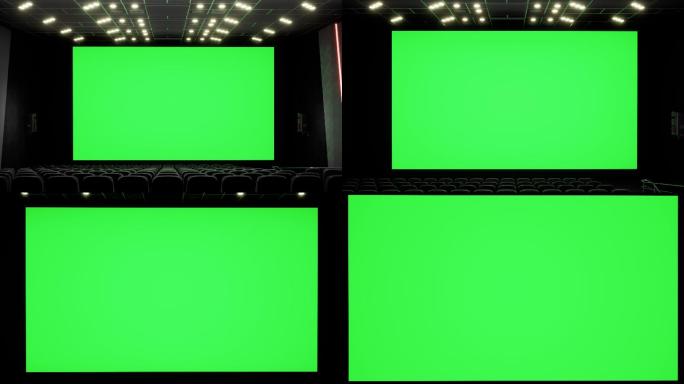 带有绿色屏幕的空白电影院屏幕