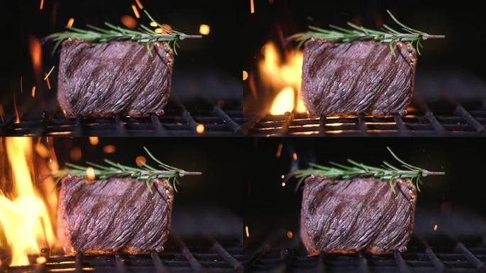 多汁烤肉火焰烹饪高热量高能量