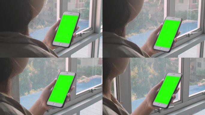 带有chrome键绿色屏幕的智能手机