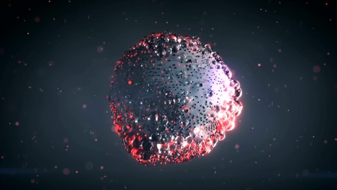 红色小球浮动3D渲染动画