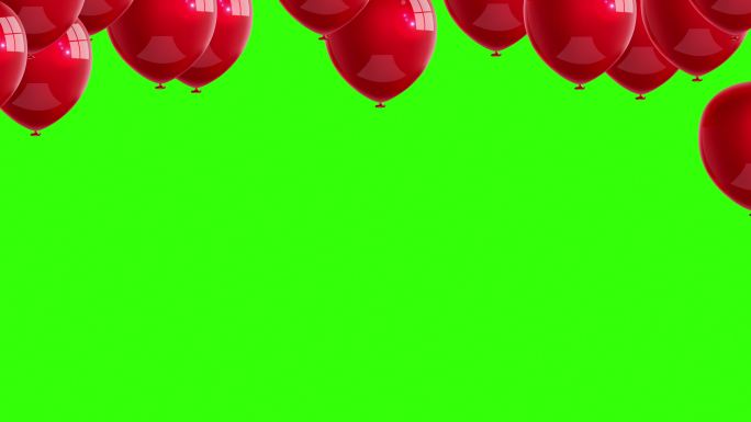 红色气球在绿色背景上升起