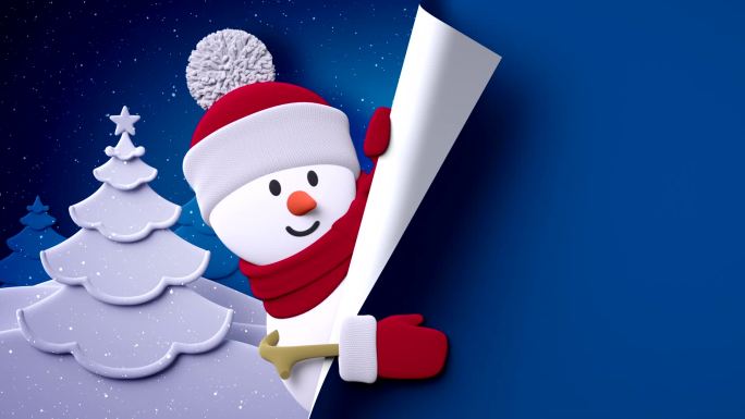 圣诞贺卡模板圣诞节圣诞老人雪人动画