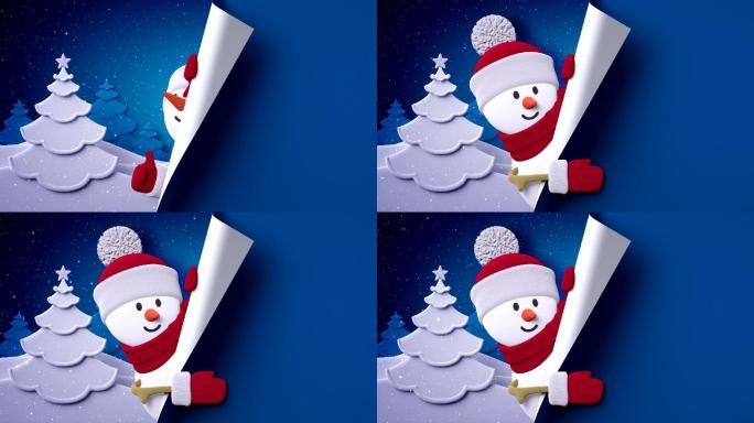 圣诞贺卡模板圣诞节圣诞老人雪人动画
