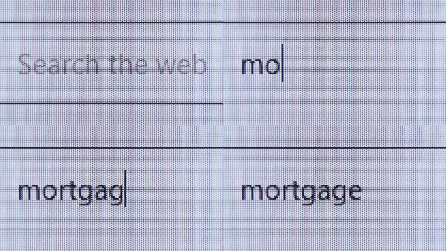 在浏览器中键入mortgage的闪烁光标