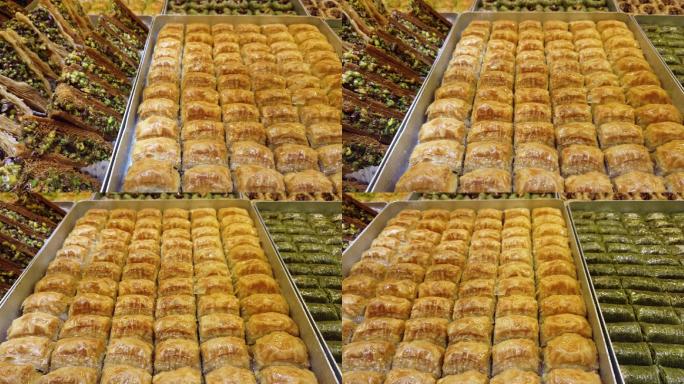 传统土耳其甜点传统烘焙糖果甜饼视频素材