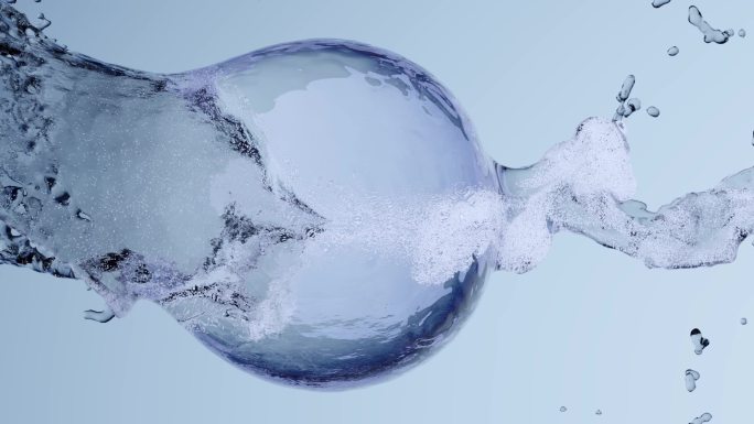 钢球穿过一个大水泡