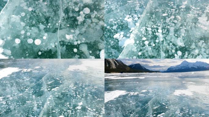 湖中冻结的冰面视频素材